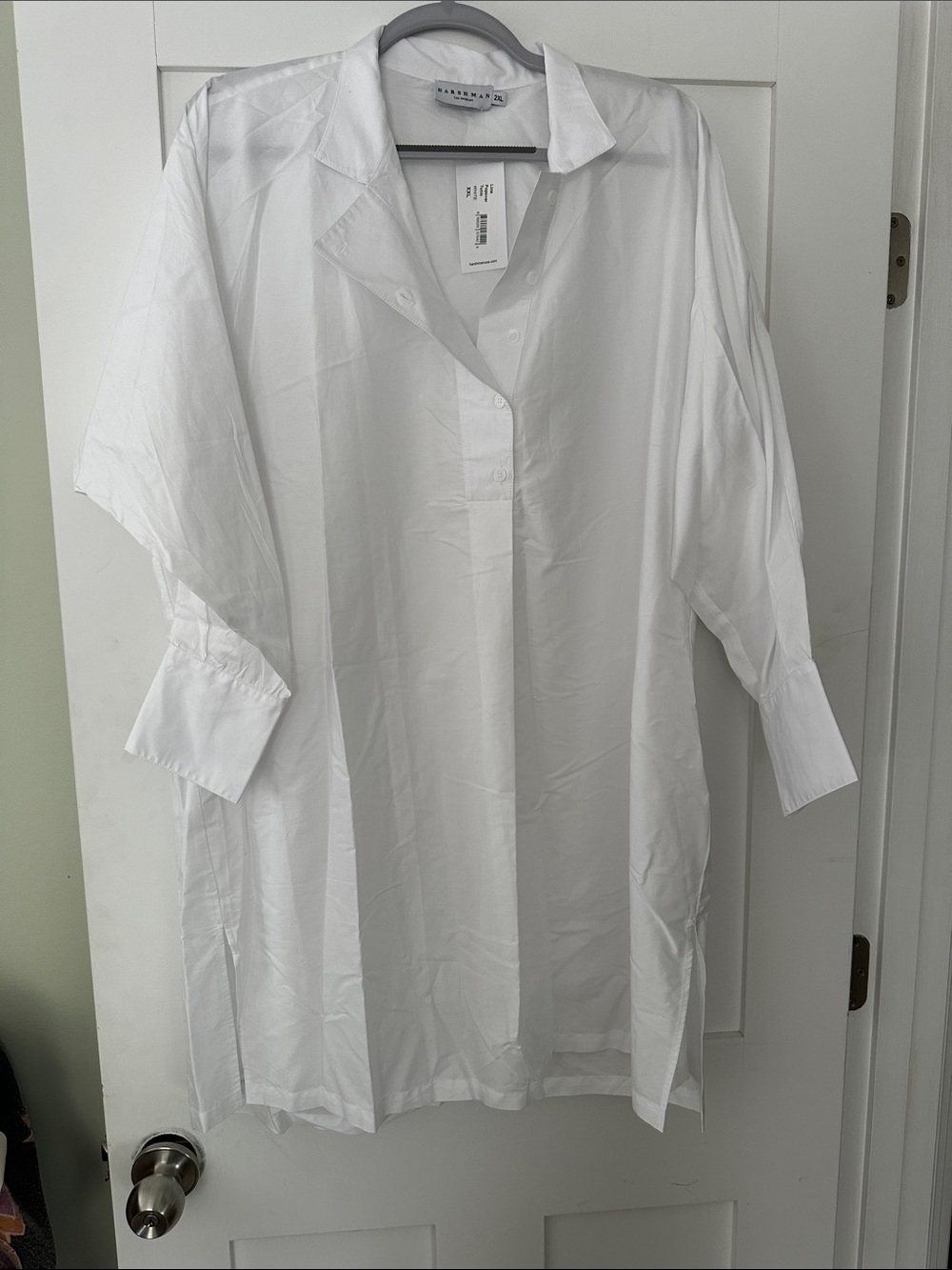 Harshman White Oversized Button-Down Tunic Shirt 06